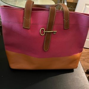 Fossil Austin Tote-Coral/Fuschia